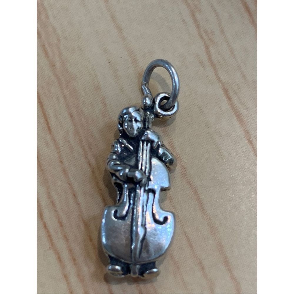 .925 Bass Fiddle Musician Sterling Silver Jewelry Charm